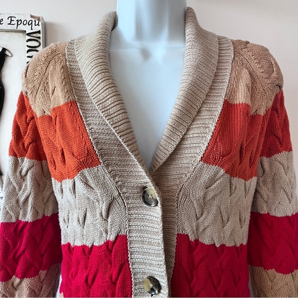 Women’s Lands’ End Eclectic Grandpa Drifter Cable Knit Cardigan Sweater Size S - Picture 3 of 16